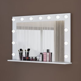 Hanah Home EF110 - 5167 Mesa de maquillaje blanca con 13 focos